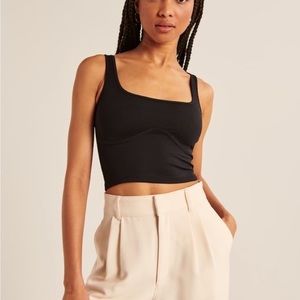 NWT Abercrombie and Fitch Black Seamless Soft A&F Crop Tank